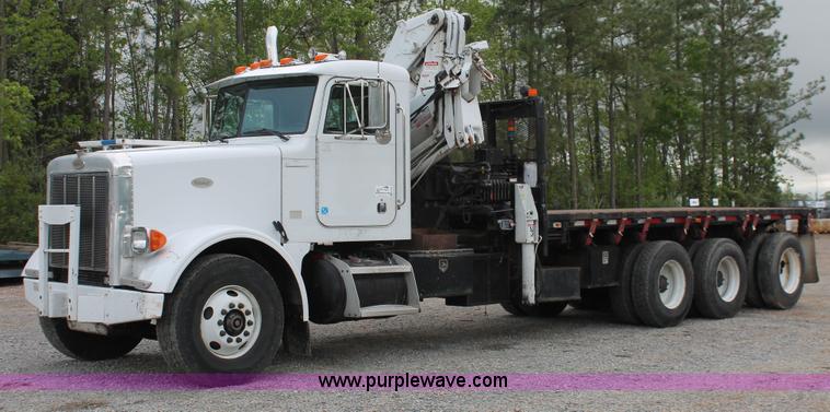 1998 Peterbilt 320 flatbed truck with knuckle boom crane - H3580