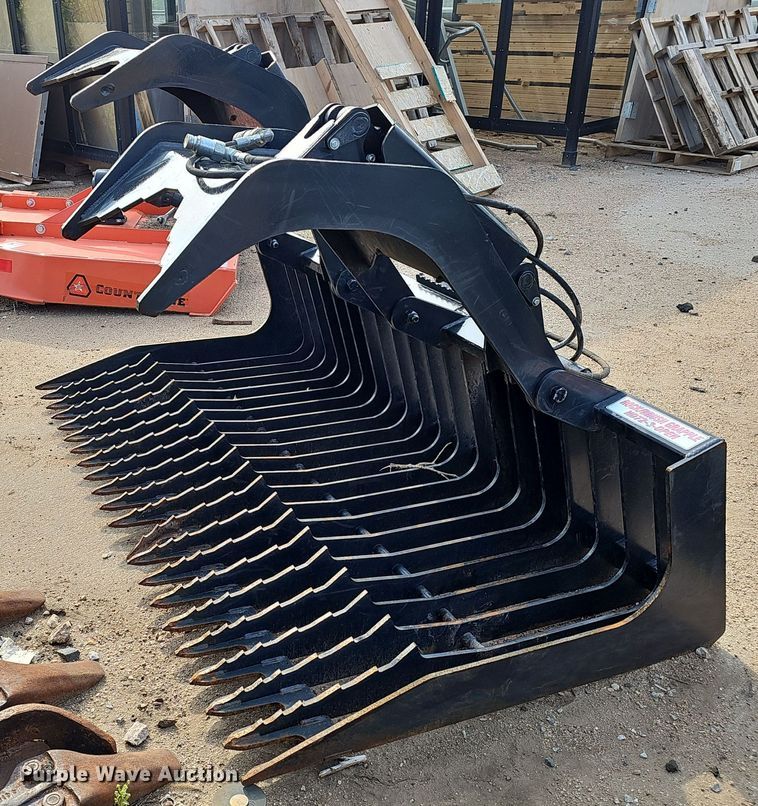 Stout HD72-3-OPEN skid steer rock grapple bucket - IO9921