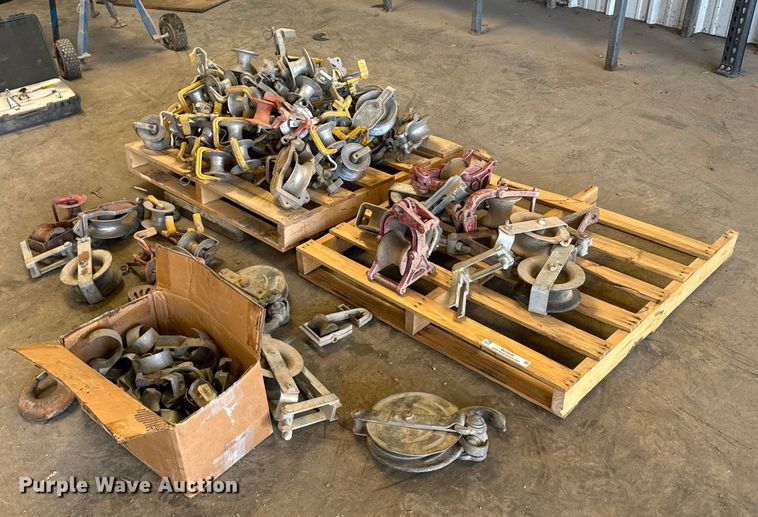 (2) pallets of cable rollers and snatch blocks - MU9920