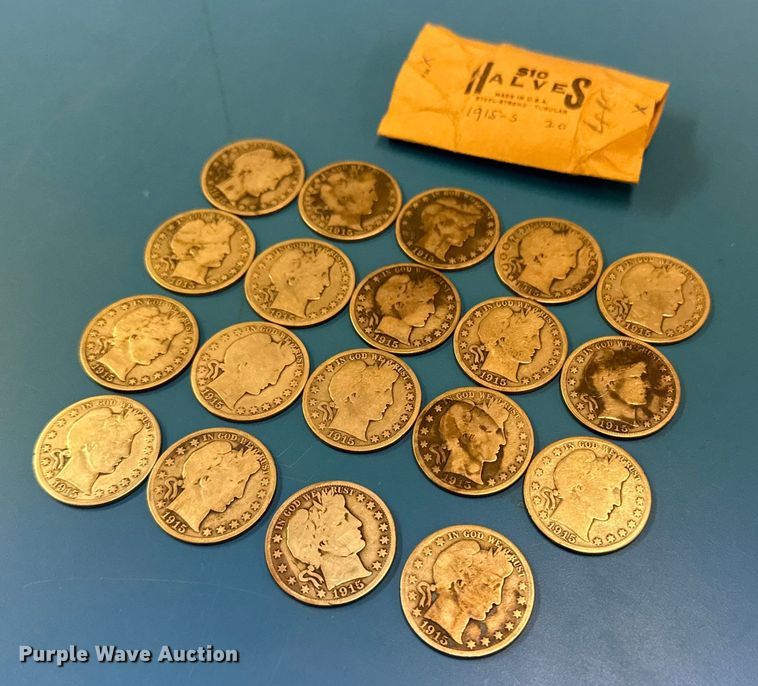(19) 1915 Barber half dollar silver coins - NO9671