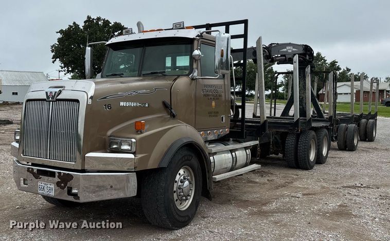2007 Western Star 4900  log loader truck with log pup trailer - DW7210