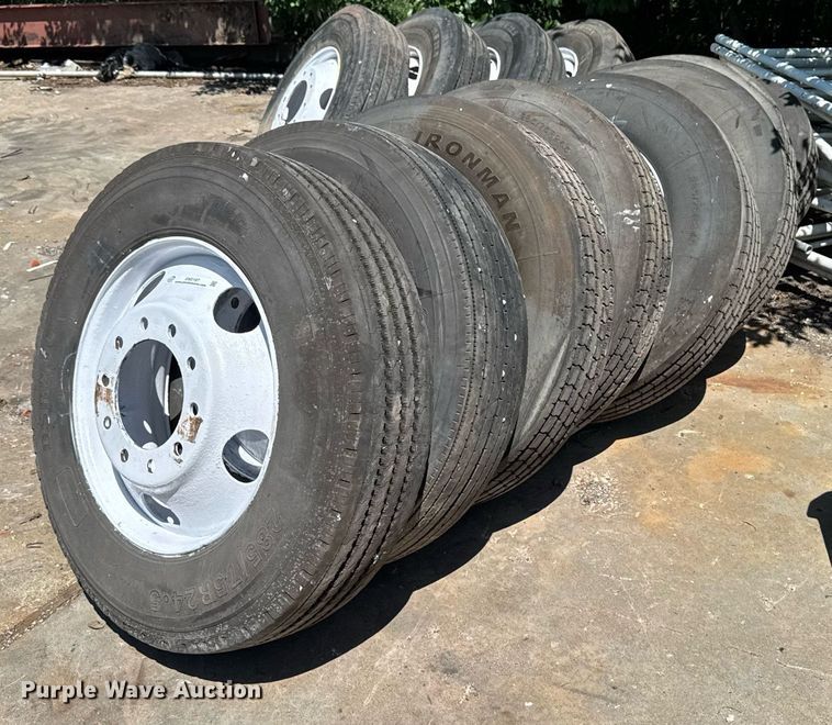 (8) 285/75R24.5 tires and wheels - EM2187