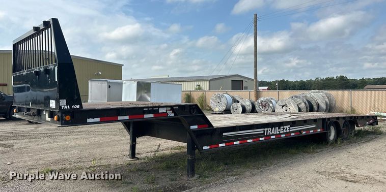 1992 Trail-Eze 5542-1020 drop deck hydraulic tail equipment trailer - DT6354