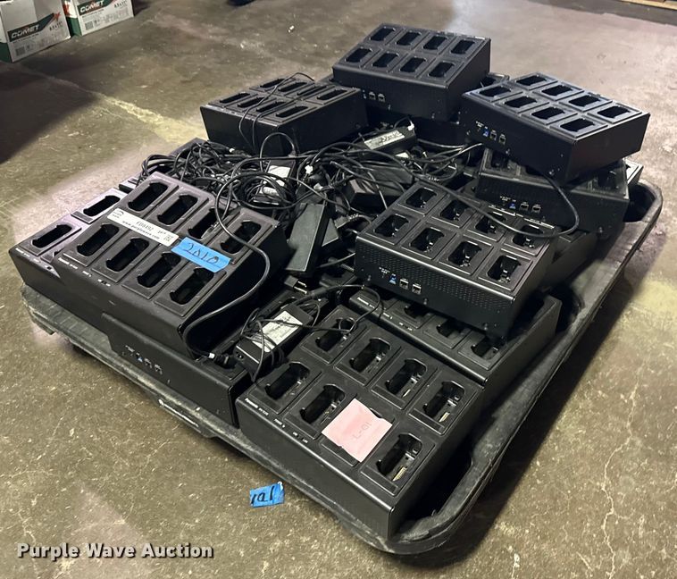 Approximately 18 Panasonic 8-bay multi chargers - FB8492