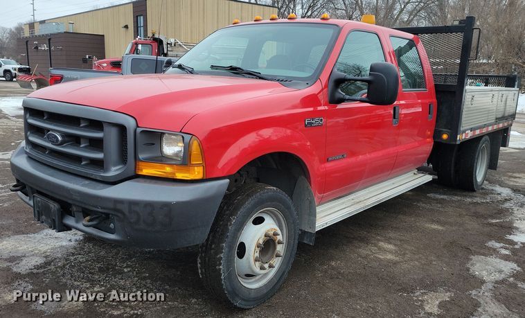 2000 Ford F450 Super Duty XL Crew Cab flatbed truck - NO9998