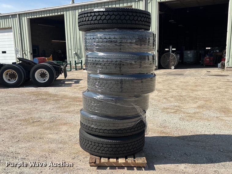 (7) Bridgestone 295/75R22.5 tires and wheels - FB5670