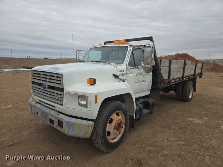 1992 Ford F600 dump flatbed truck - EB1385