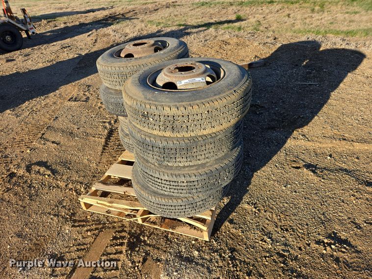 (8) 8.75R16.5LT Firestone Transforce HT tires and wheels - EV5898