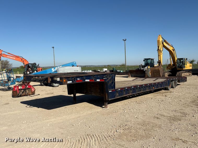2001 Trail King TK70HT-482 double drop deck hydraulic tail equipment trailer - FG2967