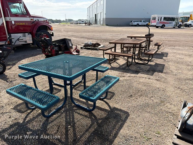 (3) metal picnic tables  - NF9763
