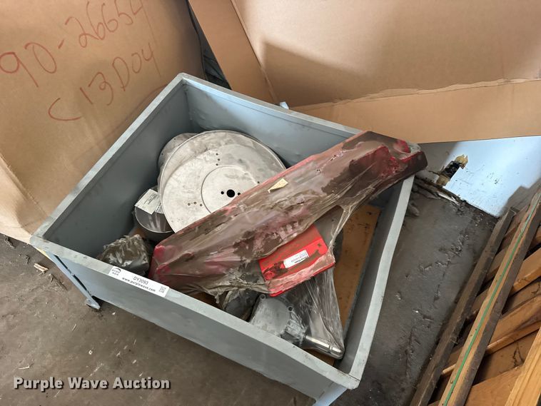 Crate of grain drill parts - DY3093