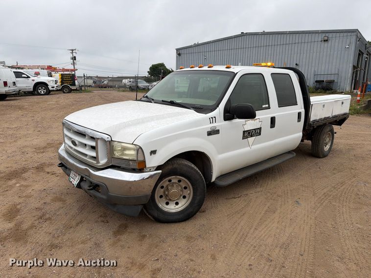 2000 Ford F250 Super Duty Crew Cab dump flatbed pickup truck - ER1917