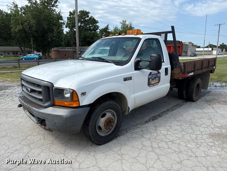 1999 Ford F350 dump flatbed pickup truck - EV6059