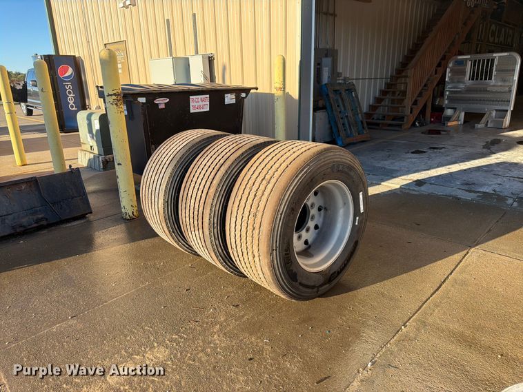 (3) Michelin 445/50R22.5 tires and wheels - EW5178