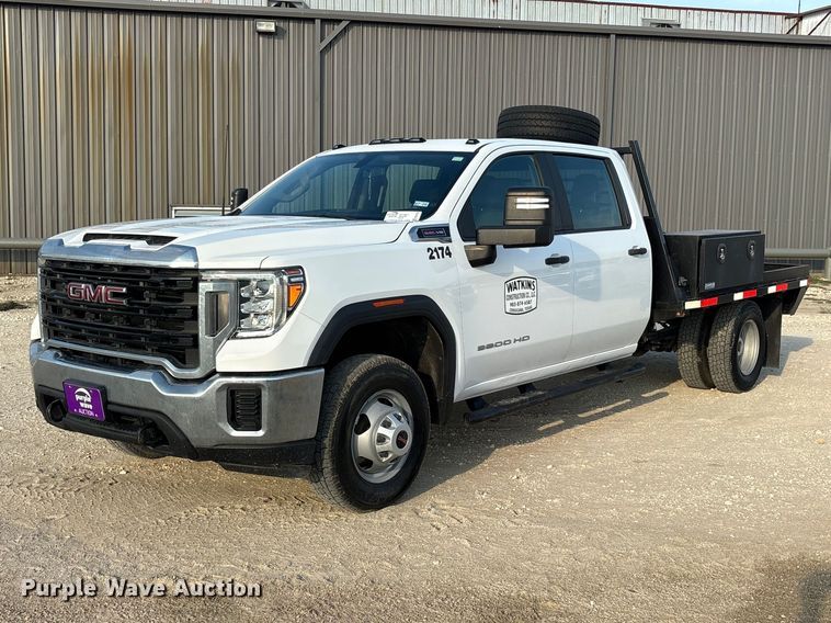 2021 GMC Sierra 3500 Crew Cab flatbed pickup truck - FN3756