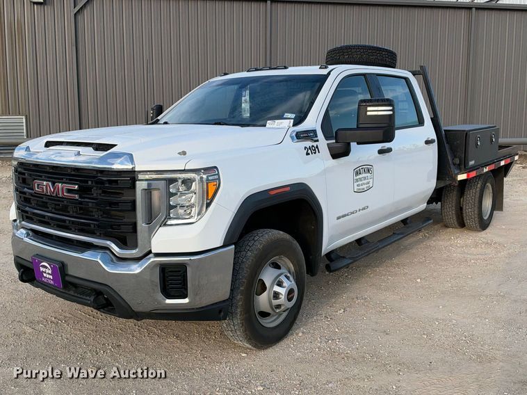 2021 GMC Sierra 3500 4X4 Crew Cab flatbed pickup truck - FN3807
